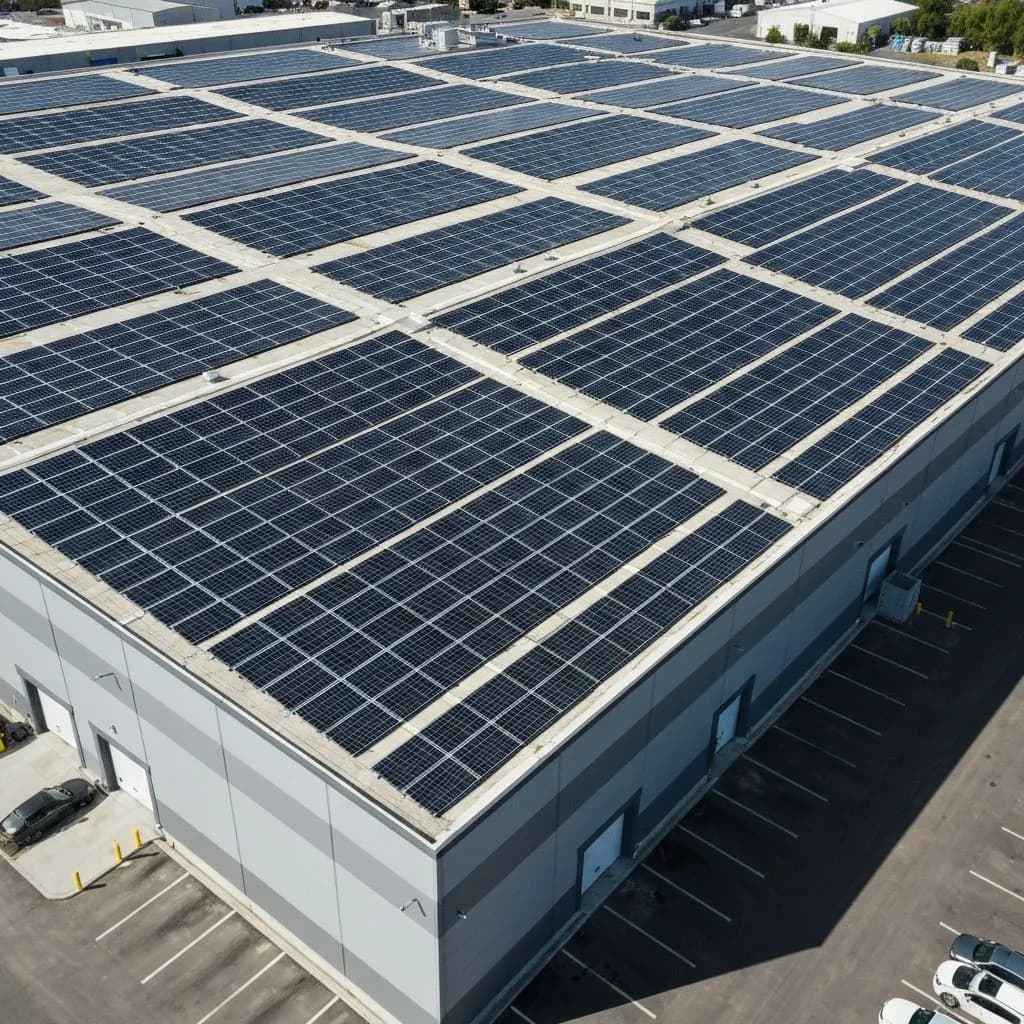 Commercial solar panels installation background