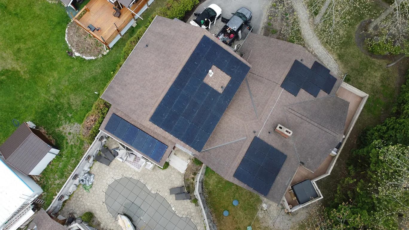 Solar panels on modern home rooftop in Ontario